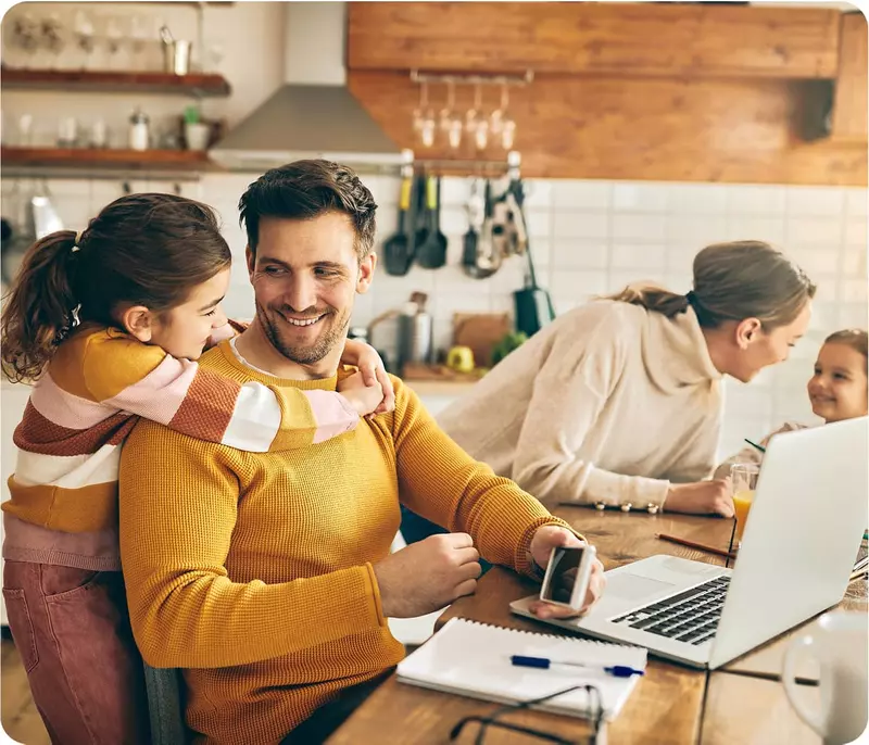 Family in kitchen