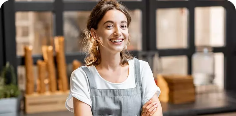 Woman in warehouse