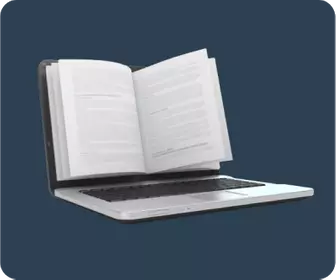 Book open on laptop