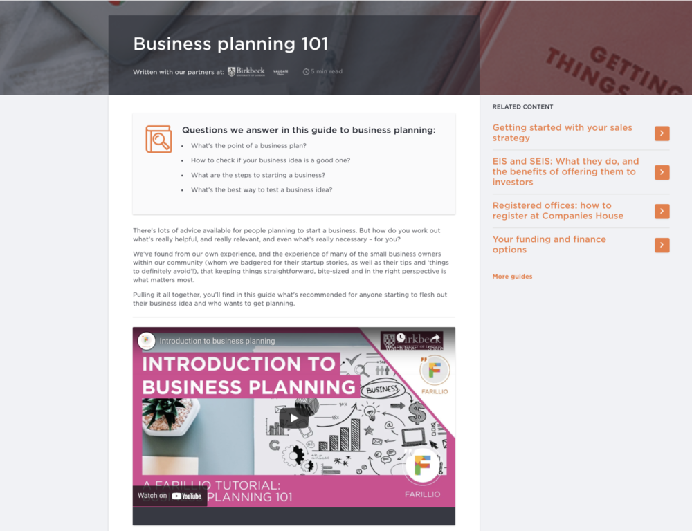 Business planning and ideas testing